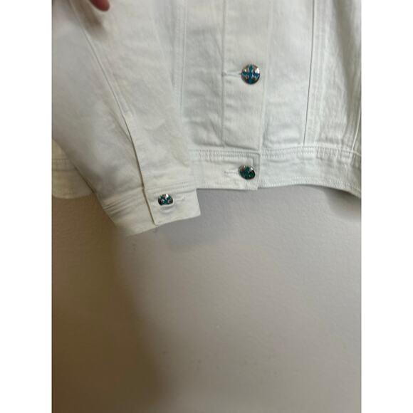 HSN Diane Gilman White Button Down Jacket Beaded Ornate Buttons XL - Picture 4 of 8